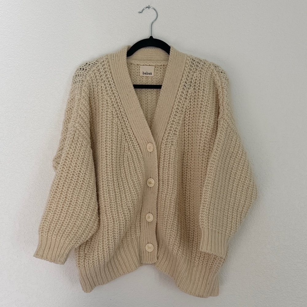 Babaa Women's Cream Ivory Knit Sweater Cardigan